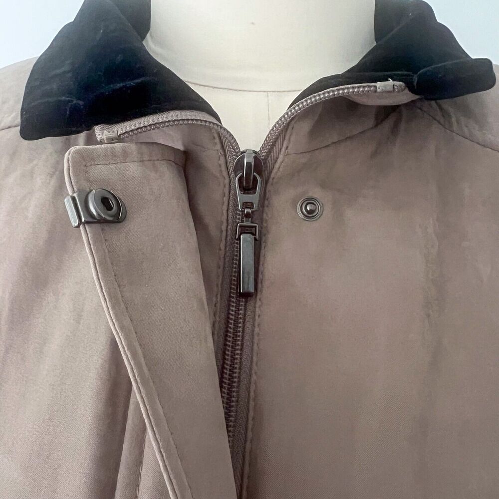 St. John's Bay Women's Small Lined Barn Coat Jacket Beige Khaki Brown Velvet - Picture 3 of 16